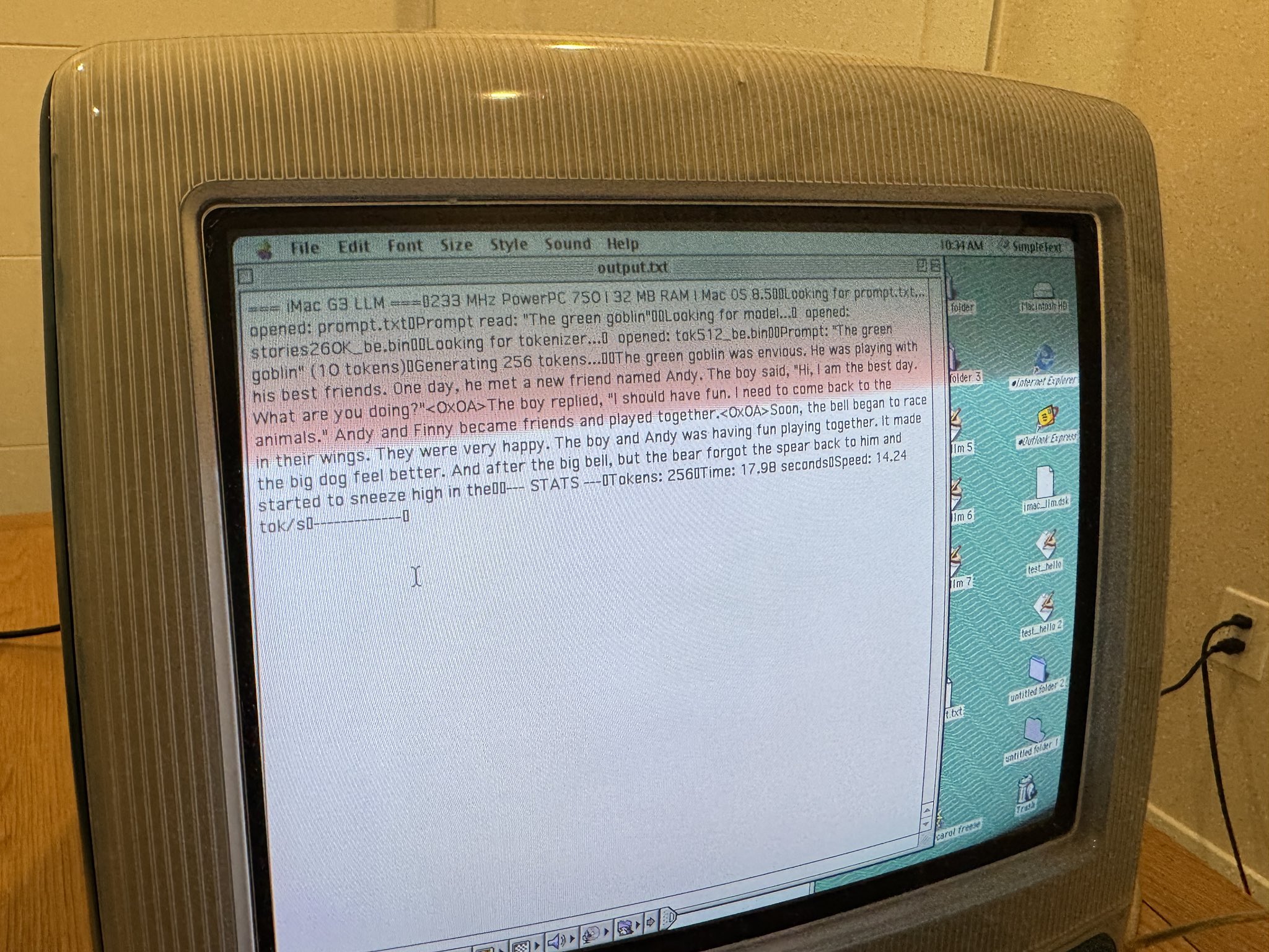 Generated tokens on iMac G3