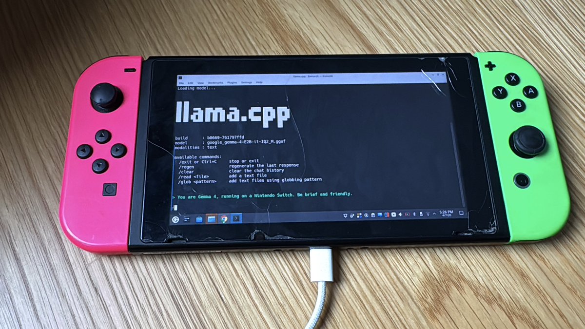 Gemma 4 E2B on Nintendo Switch note 2