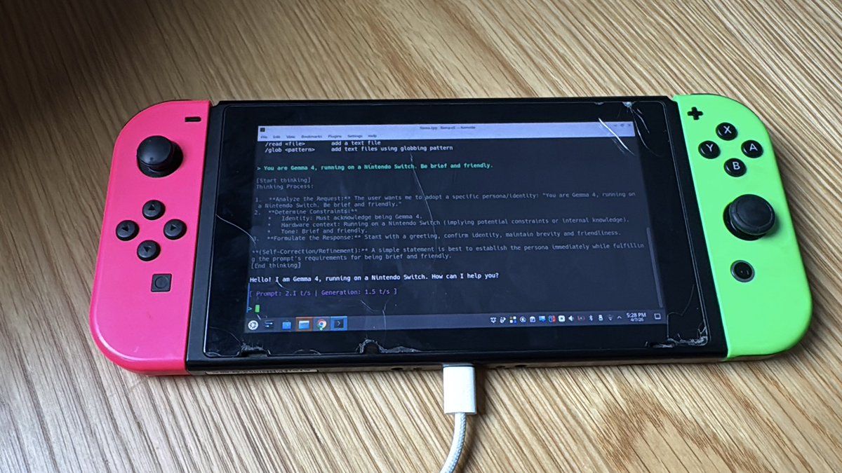 Gemma 4 E2B on Nintendo Switch note 3