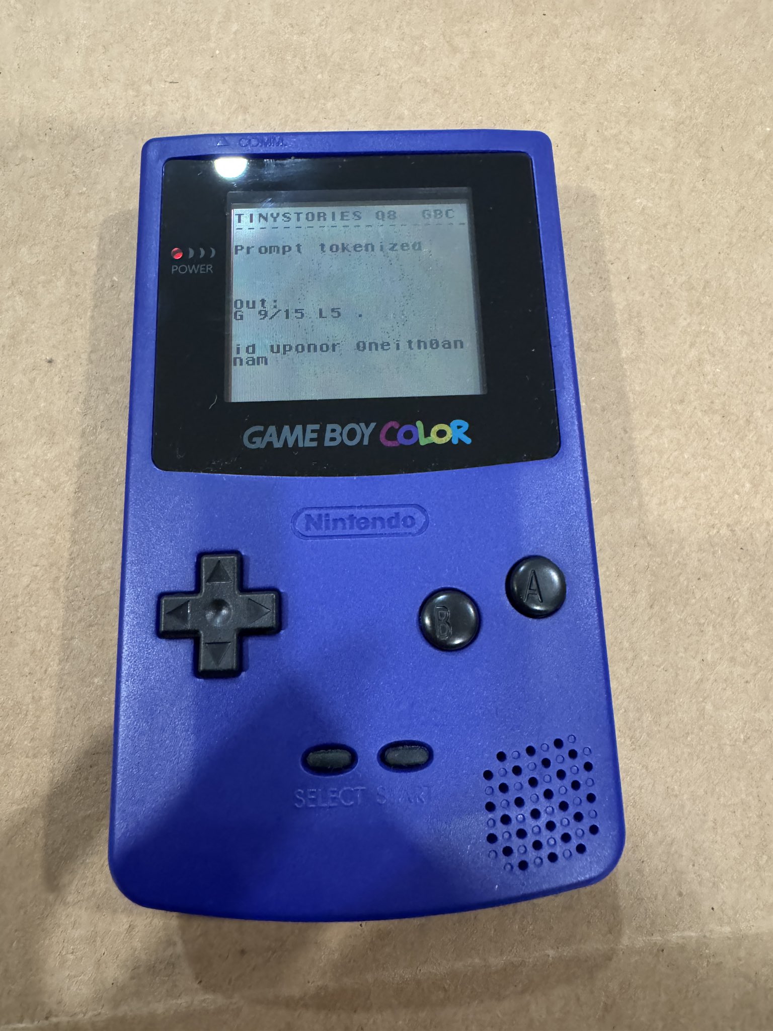 Transformer language model running locally on a stock Game Boy Color